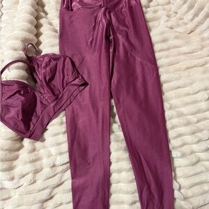 Plum Active Leggings & Matching Sports Bra Set